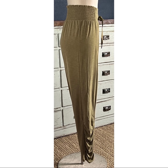 Anthropologie Saturday Sunday Ruched Tapered Green Pants S - Picture 4 of 13